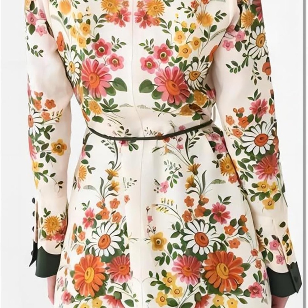 Floral Button-Up Dress with Green Accents - Picture 2 of 5